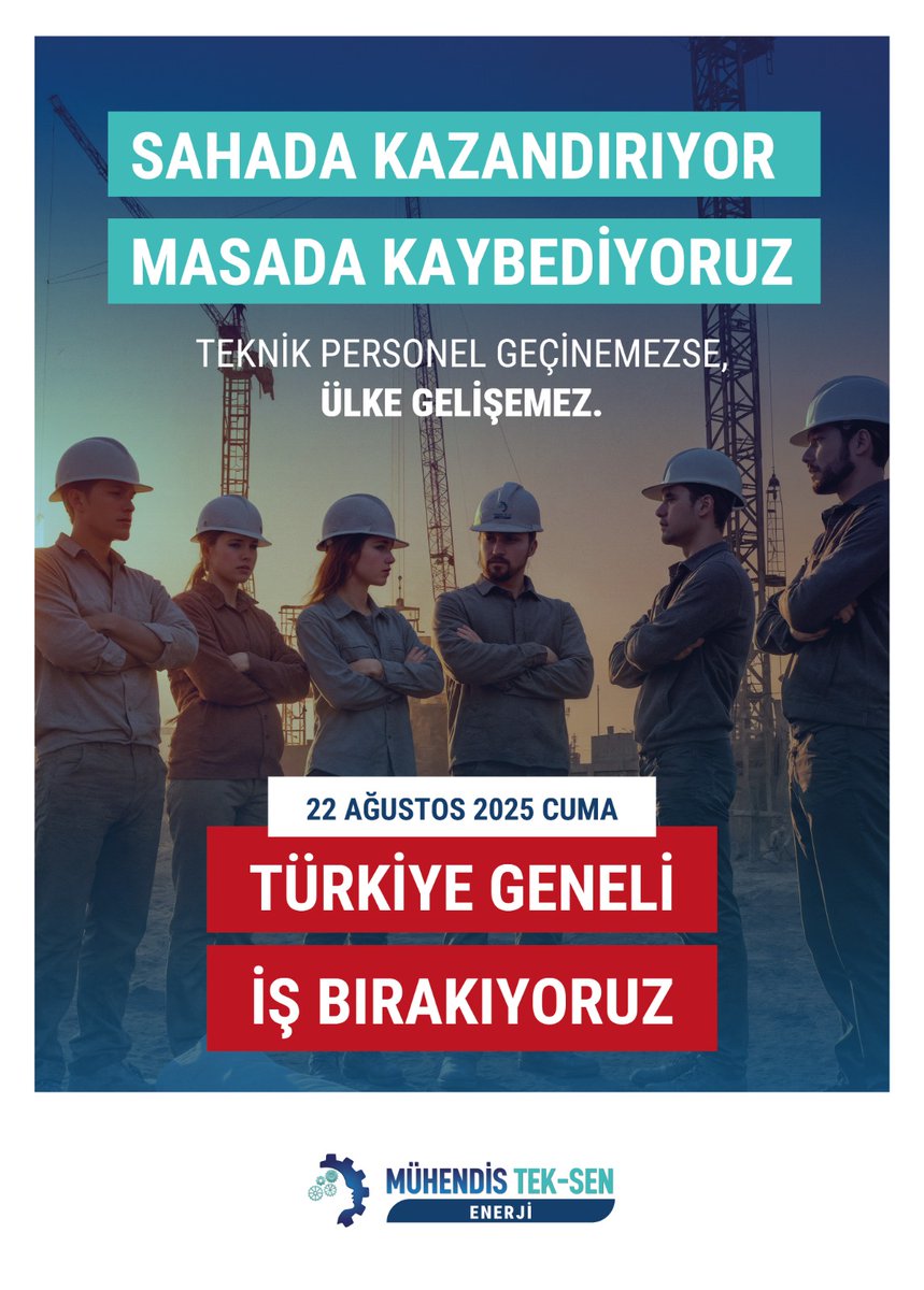 📢 22 Ağustos’ta İş Bırakıyoruz

Sahada kazandıran teknik personel, masada kaybetmemeli!
Emeğimizin karşılığını almak ve haklarımız için Türkiye genelinde iş bırakıyoruz.
Çünkü teknik personel geçinemezse, ülke gelişemez!

<a href="/MuhendisTekSen/">Mühendis Tek-Sen</a> 

#MühendisTekSenEnerji #İşBırakma