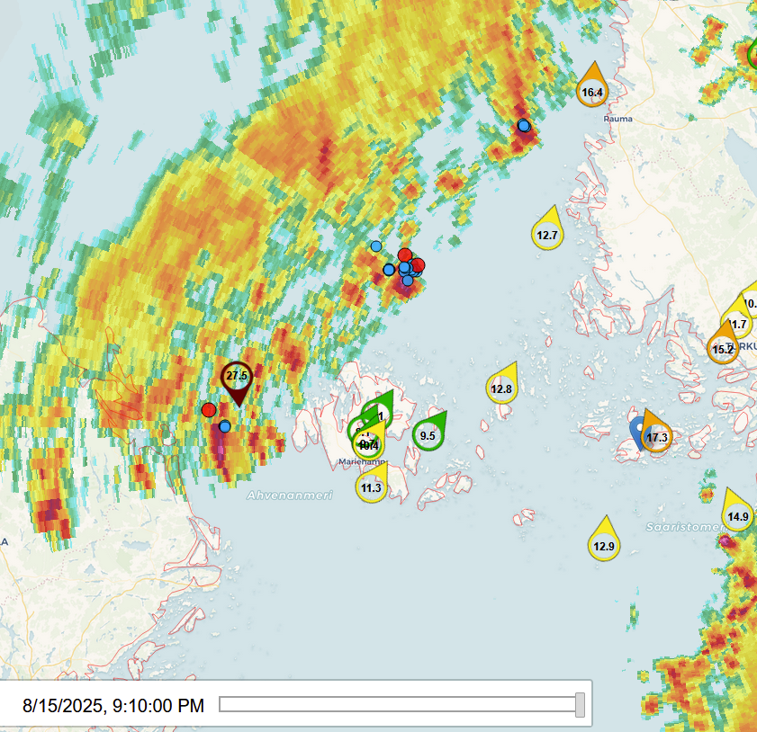 Severe gusts to 25 m/s will be possible in Fasta Åland shortly as model guidance seems to be verifying. #väder #oväder #sää #EUwx
