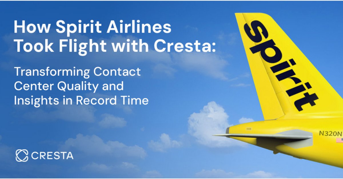 Cresta (@cresta) on Twitter photo 📈 110% increase in QA insight coverage.
⏱️ Fully deployed in just 7 weeks.
💡 Real-time visibility across 7 global contact centers.
That’s what <a href="/SpiritAirlines/">Spirit Airlines</a> achieved with Cresta—going from manual insight reviews to full-scale quality coverage 🔗 cresta.com/blog/how-spiri… 📈 110% increase in QA insight coverage.
⏱️ Fully deployed in just 7 weeks.
💡 Real-time visibility across 7 global contact centers.
That’s what <a href="/SpiritAirlines/">Spirit Airlines</a> achieved with Cresta—going from manual insight reviews to full-scale quality coverage 🔗 cresta.com/blog/how-spiri…