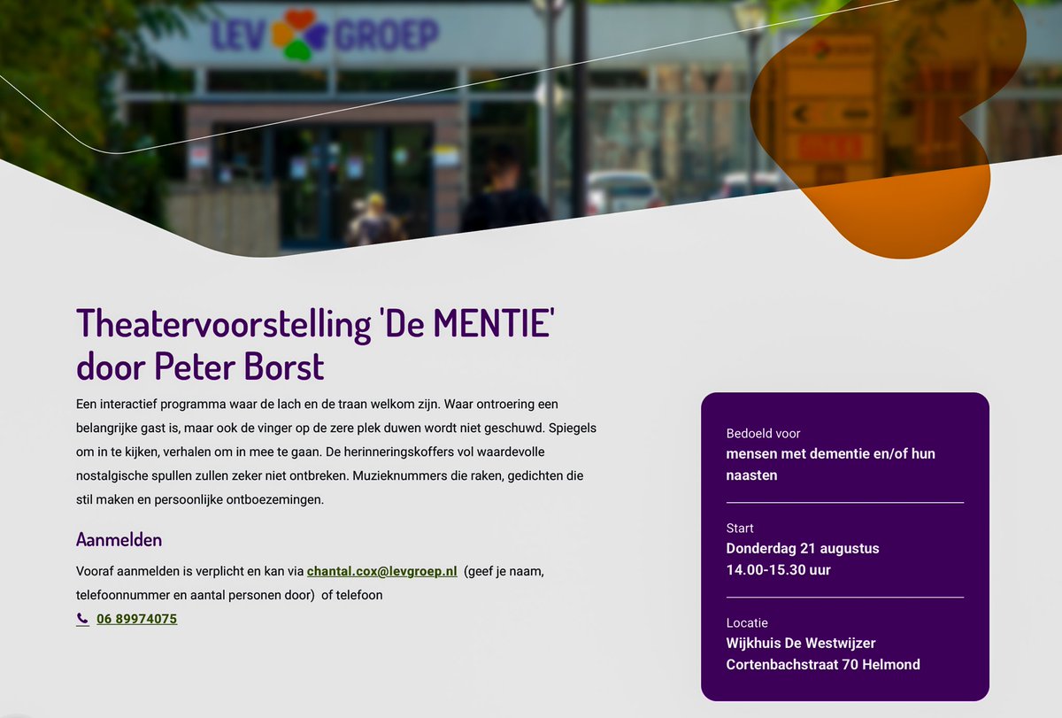 Woon je omgeving #Helmond? Meldt je gratis aan en ik zie je graag 21 aug. bij deze gevoelige, rauwe, integere, leerzame #voorstelling over dementie 
En voor 6 sept. in Sliedrecht zijn nog tickets te verkrijgen via GaafWoord.eventgoose.com 
#cabaret #theater #toneel #dementie