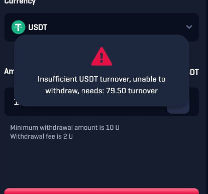 Why does it show “insufficient balance” when withdrawing?

If the system prompts “insufficient balance” when you attempt to withdraw and displays a message stating that you need to complete a certain total betting amount, it means your withdrawal turnover requirement has not yet
