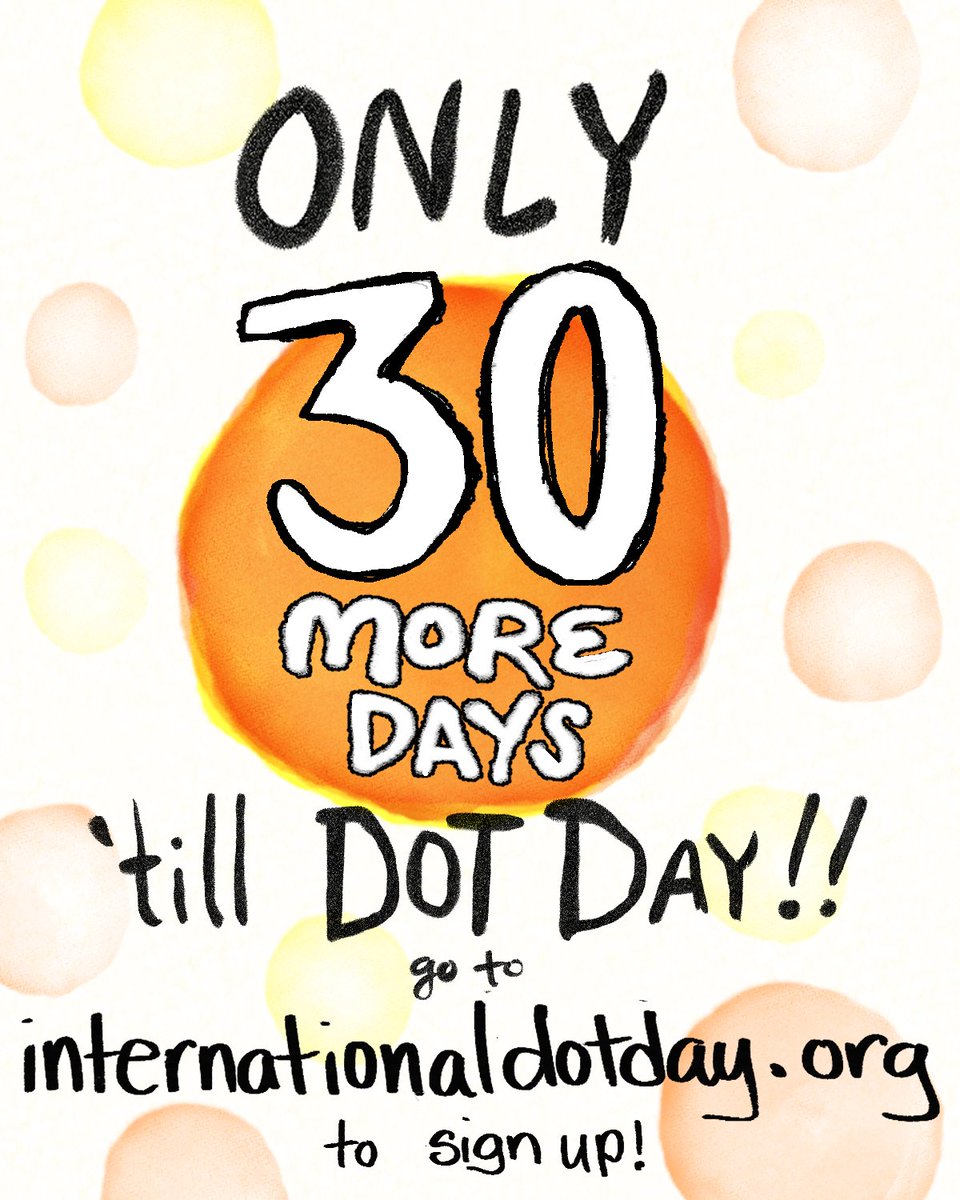⏳ 30 Days Until #InternationalDotDay!
📥 Sign up today to get your free Educator’s Guide - packed with activities and inspiration to help you and your community make your mark.
 👉 bit.ly/4kGwDyU 
Let’s fill the world with dots, ideas, and possibilities. 💡💫