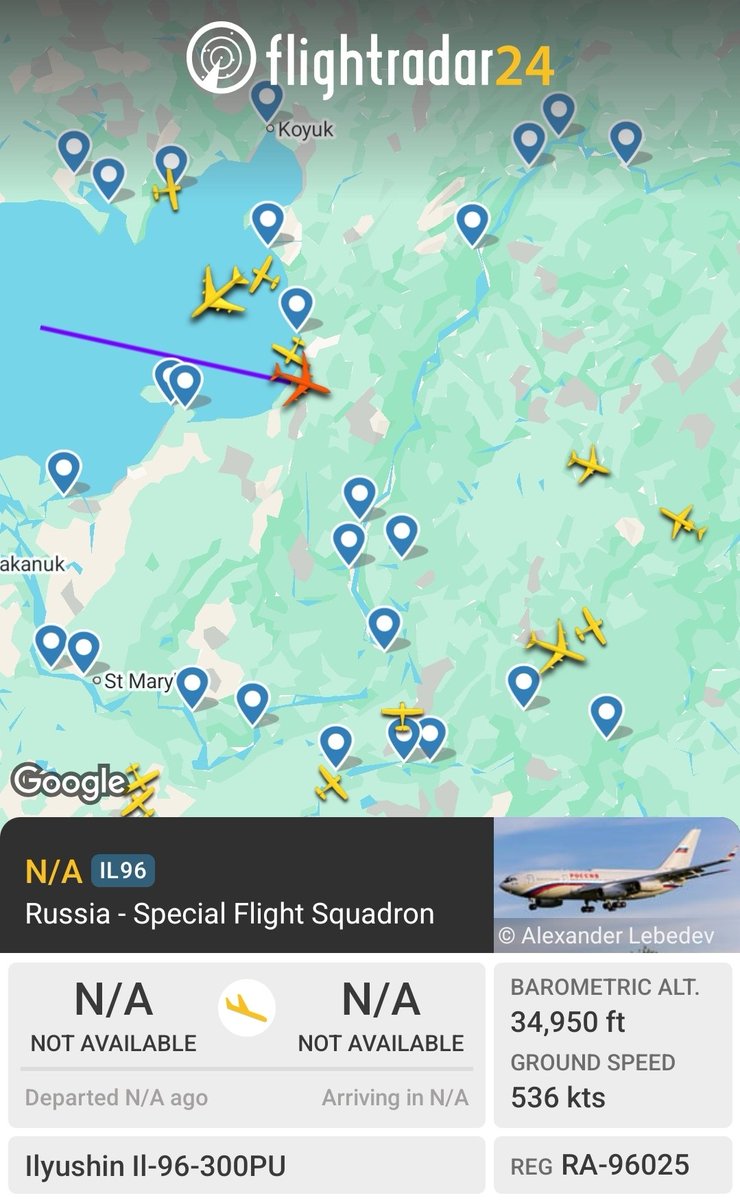 President Putin plane transponder just turned on. The earlier plane was a decoy. Here he comes.