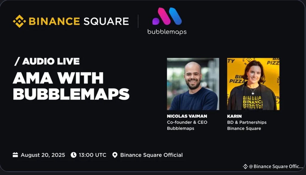 𝑾𝒐𝒓𝒚𝒊𝒏 (@woryin_crypto) on Twitter photo Stop chasing pumps. Stop getting rugged.
On Aug 20, 13:00 UTC, hear it straight from Nicolas; CEO of <a href="/bubblemaps/">Bubblemaps</a> on how to spot winners early & avoid scams.
- AMA hosted by Binance
- $1,000 in rewards
Details: binance.com/en/square/post… Stop chasing pumps. Stop getting rugged.
On Aug 20, 13:00 UTC, hear it straight from Nicolas; CEO of <a href="/bubblemaps/">Bubblemaps</a> on how to spot winners early & avoid scams.
- AMA hosted by Binance
- $1,000 in rewards
Details: binance.com/en/square/post…