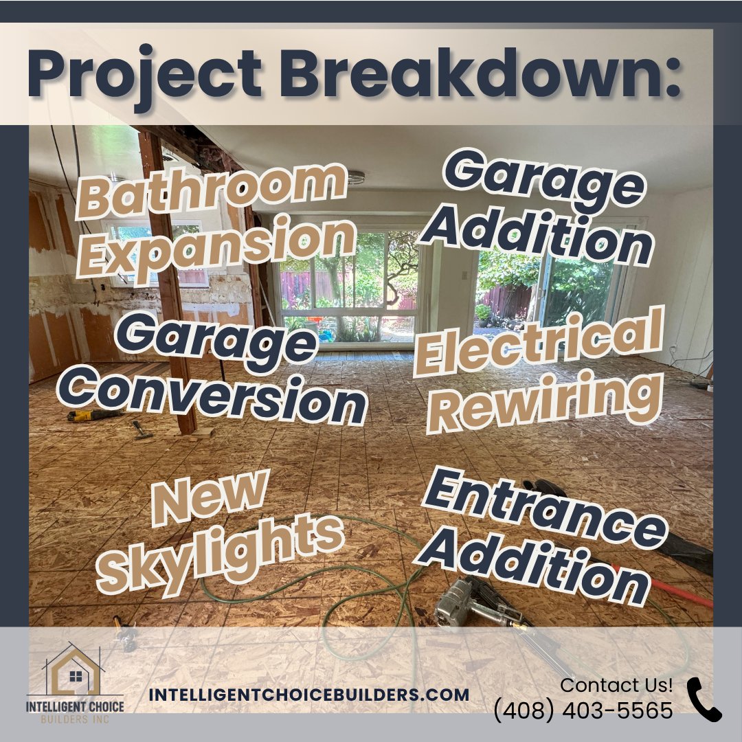 ICBuilders2023's tweet photo. We're not just remodeling — we're transforming. 💥
Sunnyvale project includes:
🏠 Garage conversion + addition
🛁 Bathroom expansion
💡 Skylights + rewiring
🚪 New entrance

📞 (408) 403-5565
🔗 https://t.co/pzp6zKh1PR
#HomeRenovation #GarageConversion #NorCalBuilders https://t.co/FV2BYO8kV2