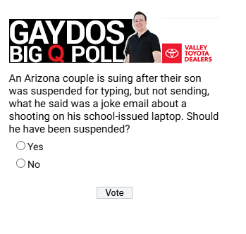 Check out today’s <a href="/GaydosKTAR/">Gaydos</a> Big Q Poll Question of the day brought to you by your Valley Toyota Dealers.      

Head to ktar.com to cast your vote.