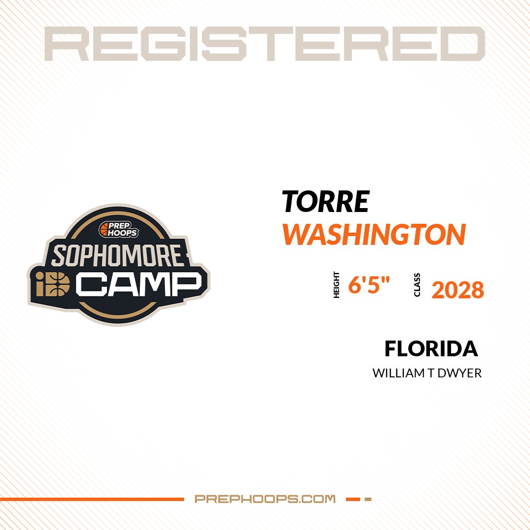 Welcome Class of 2028 Torre Washington (@Torrewashingto2 ) of William T Dwyer HS to the @PrepHoopsFL Showcase @ Seminole Sports Academy. 

🔥🏀 #PHIDCampFL 🏀🔥

Register NOW! 👇  
events.prephoops.com/e/1592/registe…