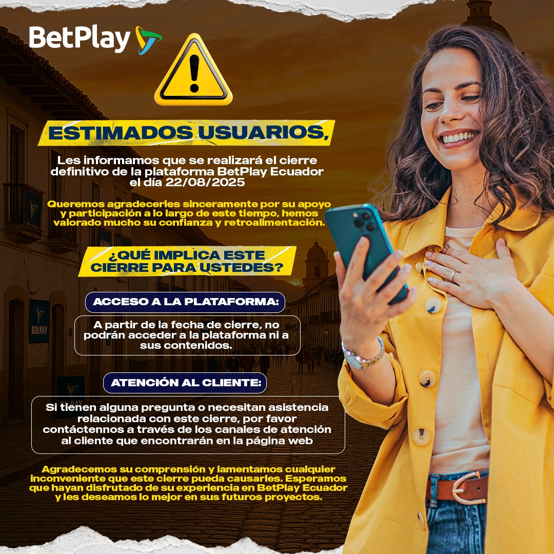 BetPlayEcuador's tweet photo. 🏆🤝Gracias por compartir con nosotros la pasión que mueve este juego. 
El 22 de agosto, cerraremos oficialmente nuestra plataforma, y queremos hacerlo agradeciendo cada jugada, cada pronóstico y todo lo que construimos juntos. 🇪🇨❤️ https://t.co/HU1gWkOaXI