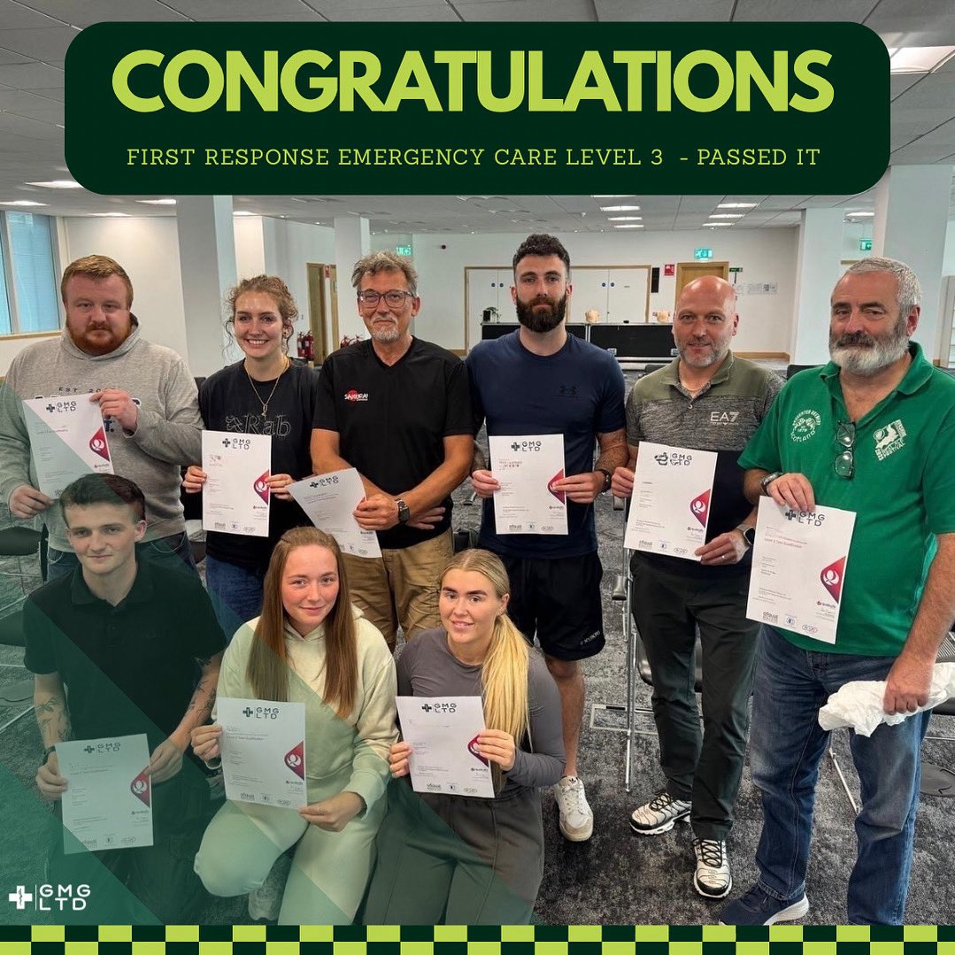 LtdGmg's tweet photo. 🎉 Well done to our 10 new FREC 3 graduates! 🚑💪
You’ve smashed it and are now ready to put those lifesaving skills into action. (PS one is hiding ���) 

📅 Next course now booking - don’t miss your chance to join! 👉 Book now at https://t.co/0HT7QtC8GW

#GMGLtd #GlasgowFREC https://t.co/p78YA8XvI7
