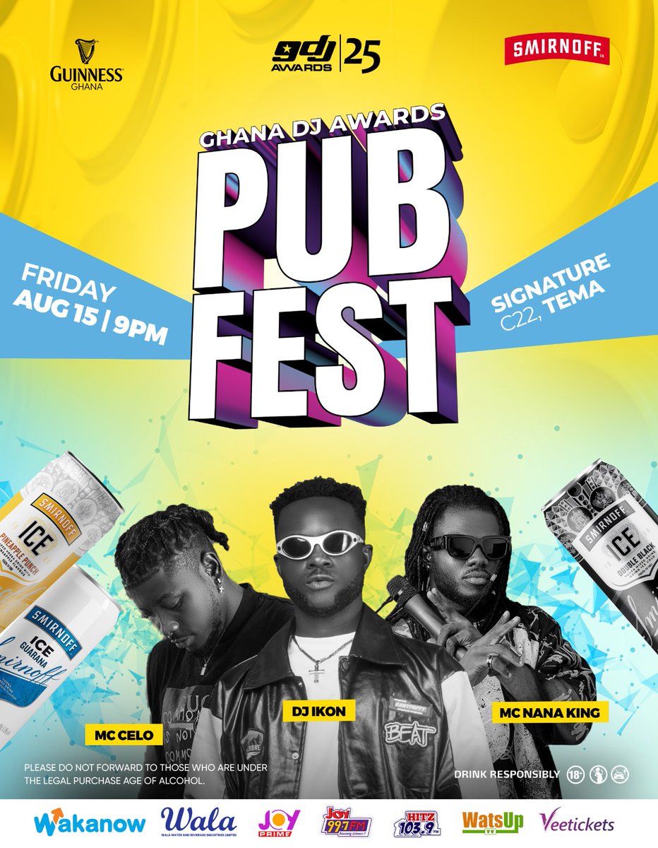 Turn Up! Turn Up! Turn Up! 🥳 This is going to be massive. Make sure you won't miss it tonight 🔥🔥 @smirnoffghana  #GuinnessGhanaDJAwards25
<a href="/merquryquaye/">Merqury Quaye Live</a> <a href="/MerquryRepublic/">Merqury Republic</a> <a href="/DjIkonGh/">#WHY</a> #ShakeTheFloor