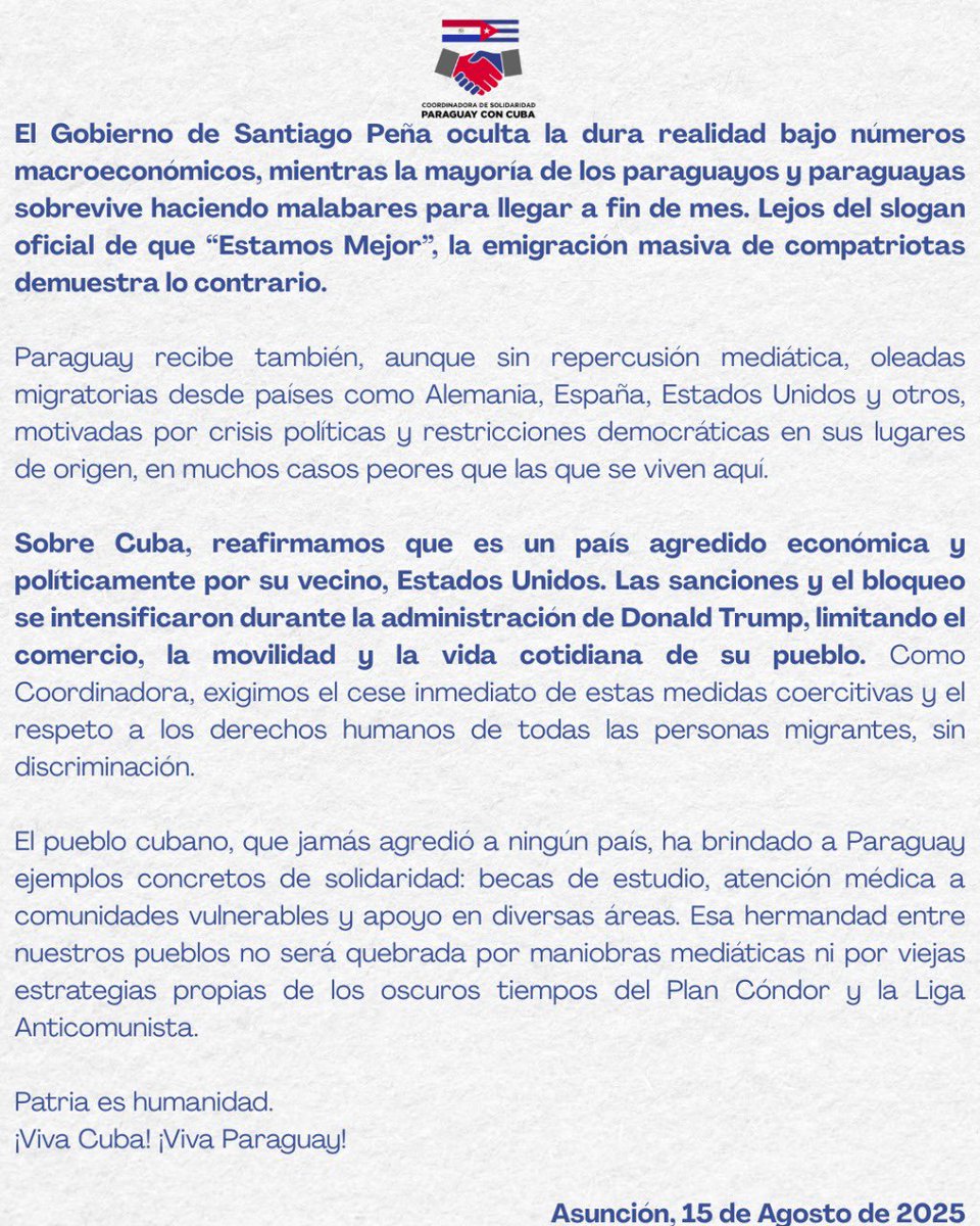 Pronunciamiento sobre los sucesos vinculados a la delegación deportiva cubana para los juegos panamericanos.