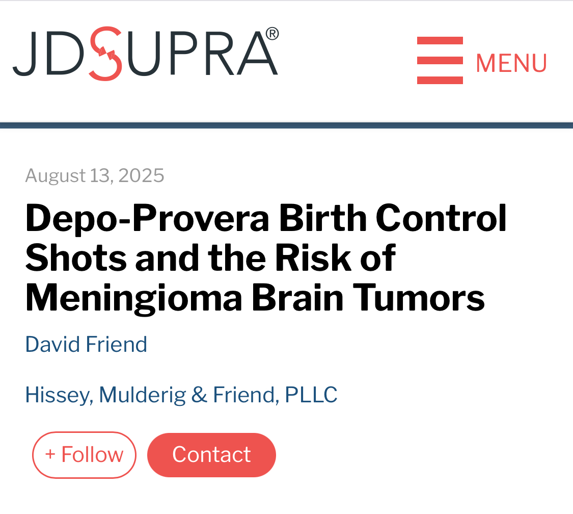 Depo-Provera users may be at risk of meningioma brain tumors after using the birth control shot. Click the link below to read more about lawsuits filed against Depo-Provera.

#depoprovera #braintumors #birthcontrol #deposhot #contraceptives #birthcontrolshot