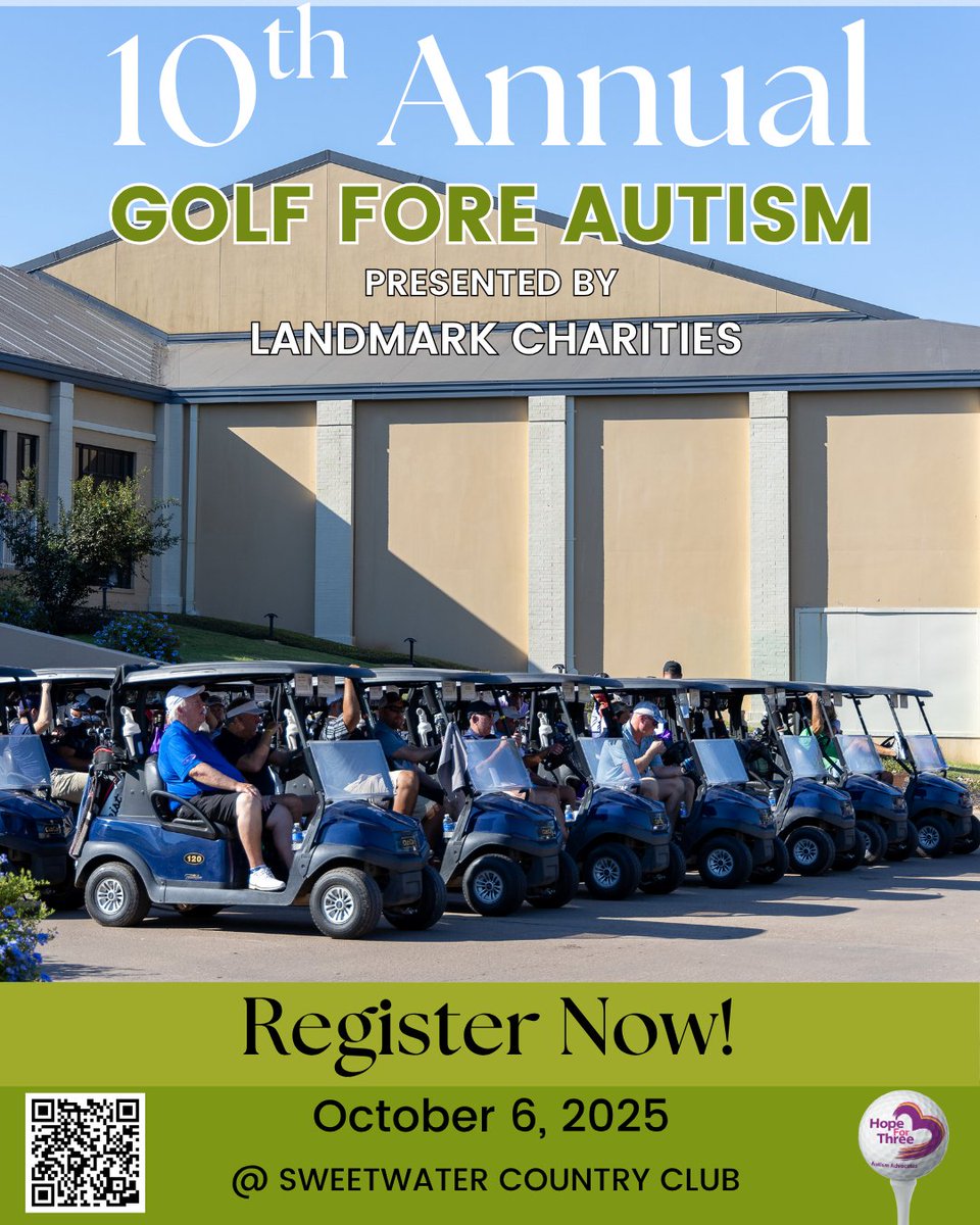 Hope_for_three's tweet image. 10 YEARS ⛳ FOR ALL THE RIGHT REASONS 💙 
Golf, contests, auctions, &amp;amp; more — all for individuals and families living with autism.
📅 Oct 6 | Sweetwater Country Club 
🎯 Free Putting Green Contest 
🍷🥃 Wine &amp;amp; Whiskey Pulls 
🔗hopeforthree.org/events/

#GolfForeAutism #HopeForThree