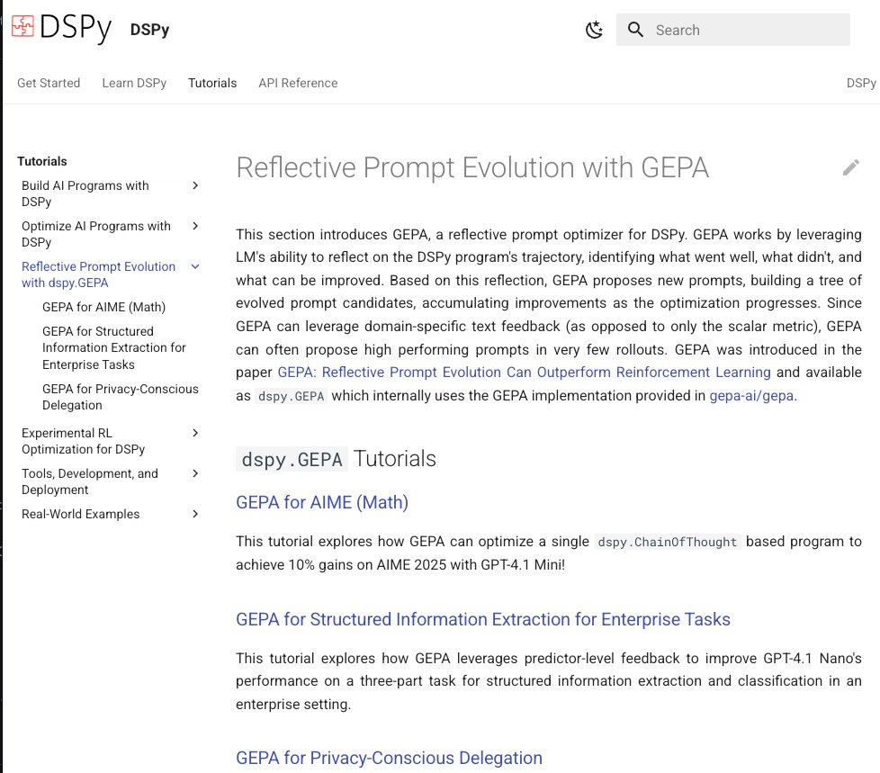LakshyAAAgrawal's tweet image. Very excited to share that GEPA is now live on @DSPyOSS as dspy.GEPA!

This is an early code release. We’re looking forward to community feedback, especially about any practical challenges in switching optimizers.