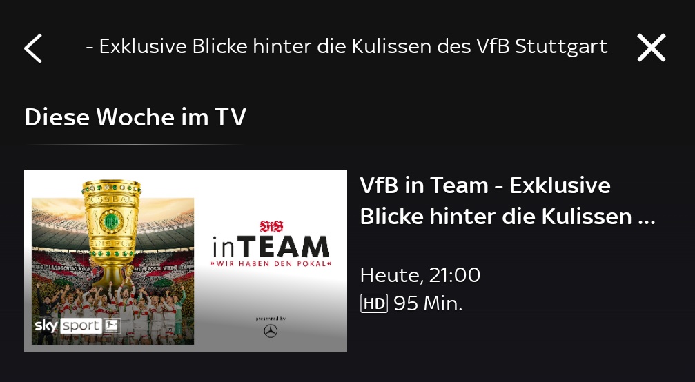 🚨📺 TV-Tipp heute Abend für alle #VfB Fans 🤍❤️🤍 21 Uhr auf Sky Sport