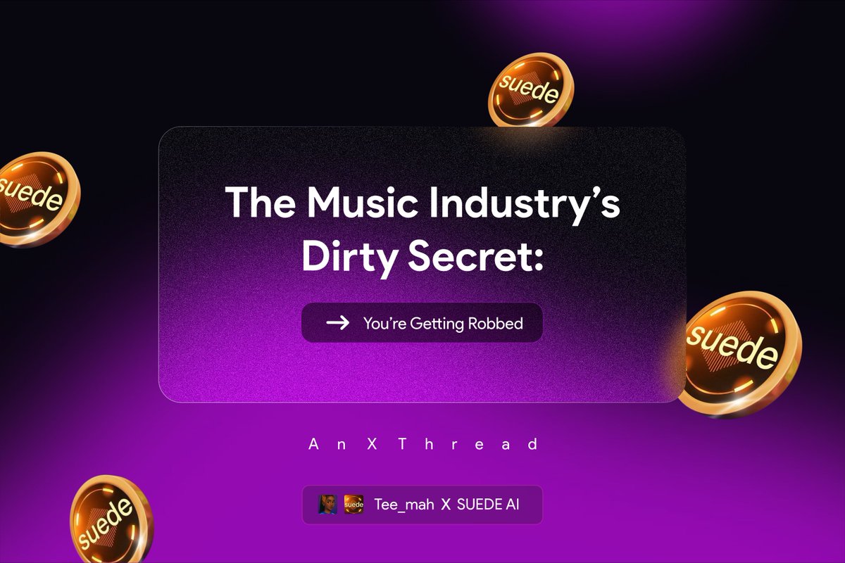 Artists take time to do tracks but  labels &amp; platforms take 70–90% of their work.
Fans stream nonstop, but creators barely survive.
AI tools? Many steal your data &amp; IP.
Middlemen feast. Artists starve. Ownership’s a myth.

Suede AI is changing that.
#SuedeThreadWars <a href="/AISUEDE/">SUEDE AI</a>