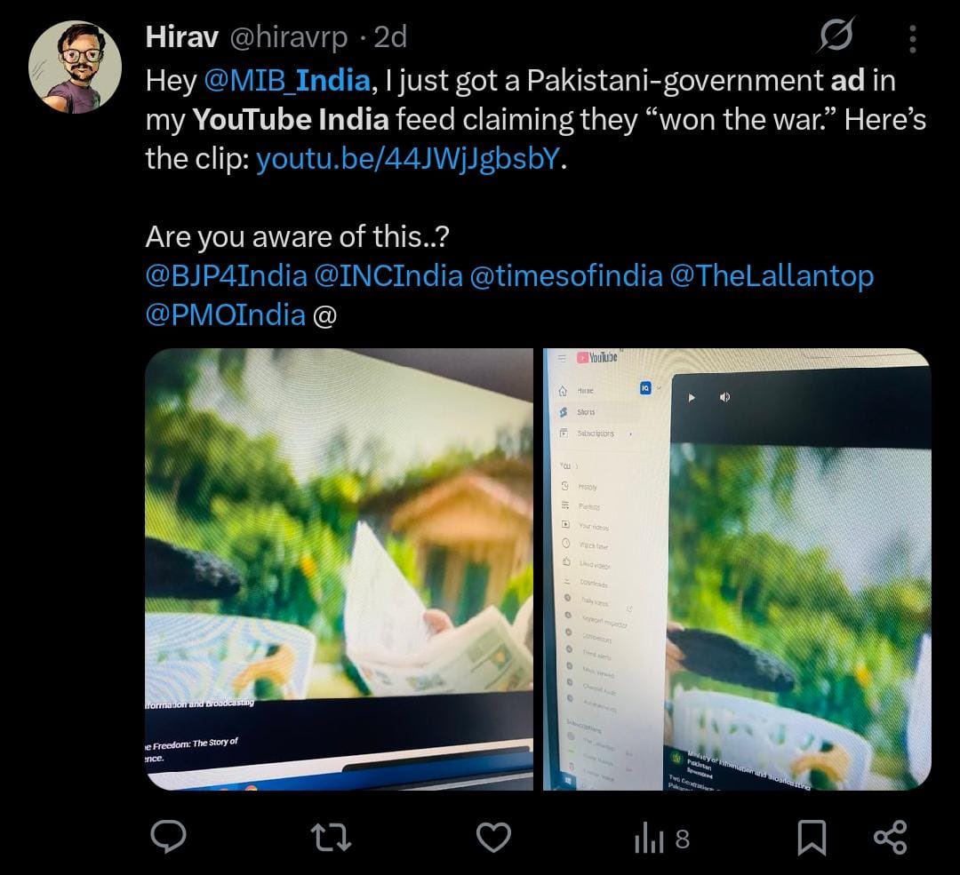 Azhar Javaid (@azharjavaiduk) on Twitter photo وزارت اطلاعات کی بھارت کے یوم آزادی پر پر ایک اور کامیاب سرجیکل سٹرائیک گھر کے اندر گھس کر مارا بھارت کے اندر ٹیوب چینلز پر پاکستان کی فتح کے اشتہارات چلوا دیئے بھارتی حیران پریشان well done <a href="/TararAttaullah/">Attaullah Tarar</a> <a href="/CMShehbaz/">Shehbaz Sharif</a> وزارت اطلاعات کی بھارت کے یوم آزادی پر پر ایک اور کامیاب سرجیکل سٹرائیک گھر کے اندر گھس کر مارا بھارت کے اندر ٹیوب چینلز پر پاکستان کی فتح کے اشتہارات چلوا دیئے بھارتی حیران پریشان well done <a href="/TararAttaullah/">Attaullah Tarar</a> <a href="/CMShehbaz/">Shehbaz Sharif</a>
