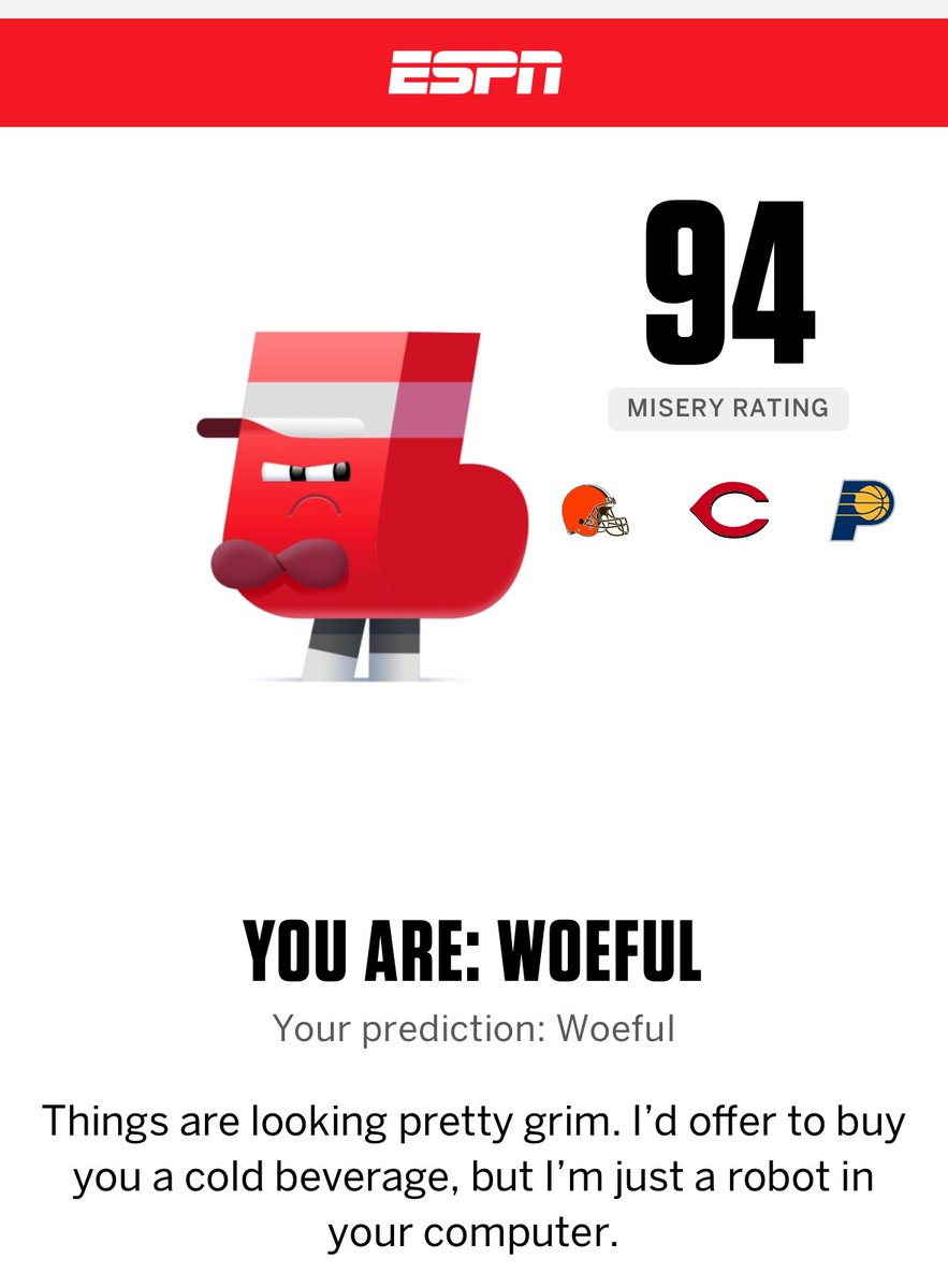 Aaron M. Smith (@aaronmsmith1979) on Twitter photo Alright <a href="/Browns/">Cleveland Browns</a> , <a href="/Reds/">Cincinnati Reds</a> , and <a href="/Pacers/">Indiana Pacers</a> … 40 years of misery is a bit much, now, don’t you think? How about a turnaround these next 40+ years? Alright <a href="/Browns/">Cleveland Browns</a> , <a href="/Reds/">Cincinnati Reds</a> , and <a href="/Pacers/">Indiana Pacers</a> … 40 years of misery is a bit much, now, don’t you think? How about a turnaround these next 40+ years?