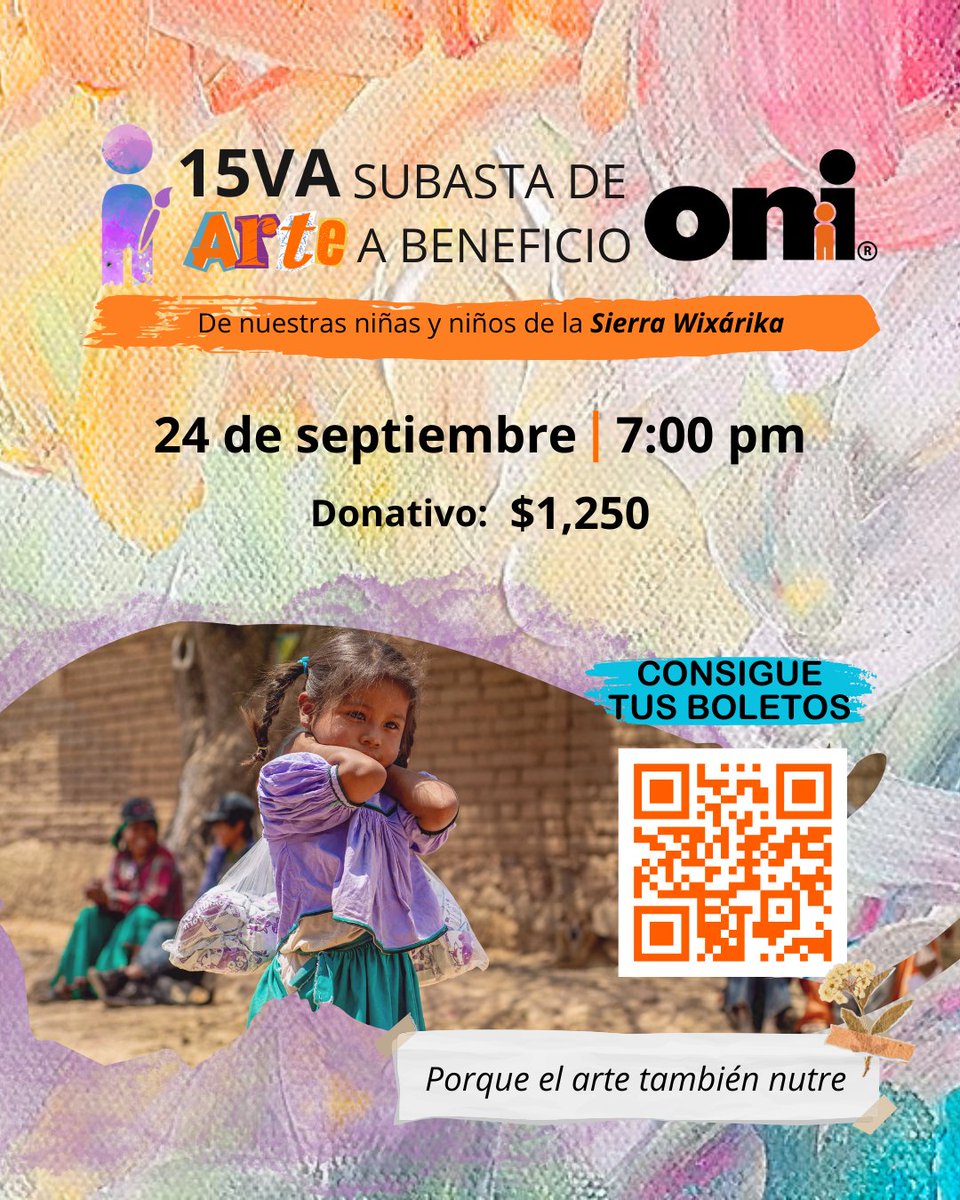 ¡Se acerca nuestro evento más esperado del año! 🎨

Nos complacemos de anunciar nuestra Subasta de Arte anual a beneficio de nuestras niñas y niños de la Sierra Wixárika👧🏻👦🏻, este 24 de septiembre de 2025.

Consigue tus boletos por mensaje directo o al:
📲33 2349 7683