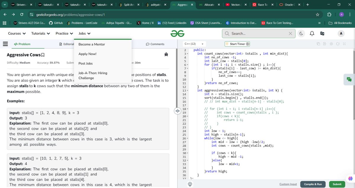 adityacs22's tweet photo. Day 14 of my #100DaysOfCode challenge!🚀
✅Problem no. --> 410 ,342 #LeetCode
✅1 medium BS problems on #gfg24
✅Module 3 (ML foundations) #AI #ML
✅Arrays +25 syntax questions #JS
✅Notes+ Git commits #github
#buildinginpublic #LearnInPublic #LearningJourney https://t.co/ndiBzUDzJU