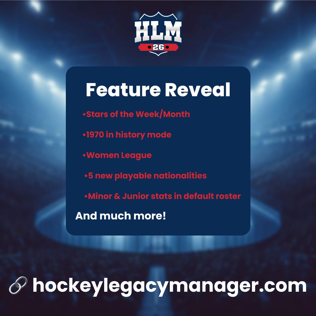 hockeylegacyapp's tweet photo. HLM26 full feature reveal is now live!

Learn more: https://t.co/pyFs3pRaOy https://t.co/30k4BcwAc7