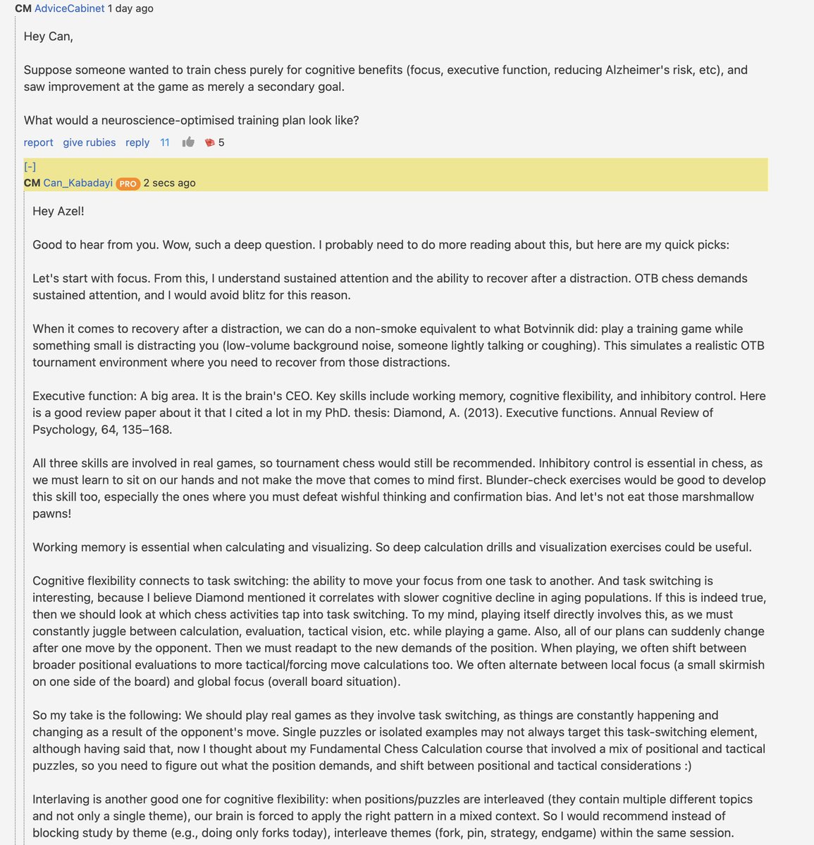 DrCanChess's tweet image. When an AMA session quietly morphs into a cognitive science symposium... #chesspunks #chessable