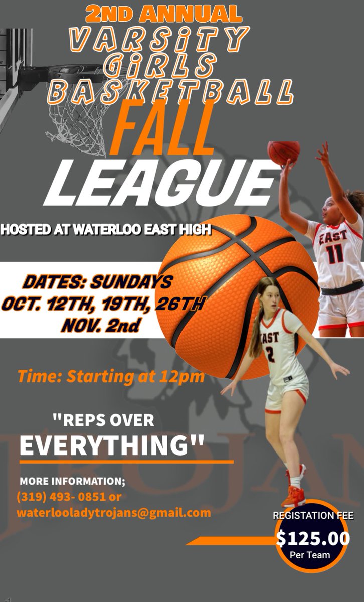2nd Annual Varsity Girls Basketball League Scrimmages! Great opportunity to prep your team for the upcoming season and play uncommon opponents! $125 per team. Questions email: waterlooladytrojans@gmail.com