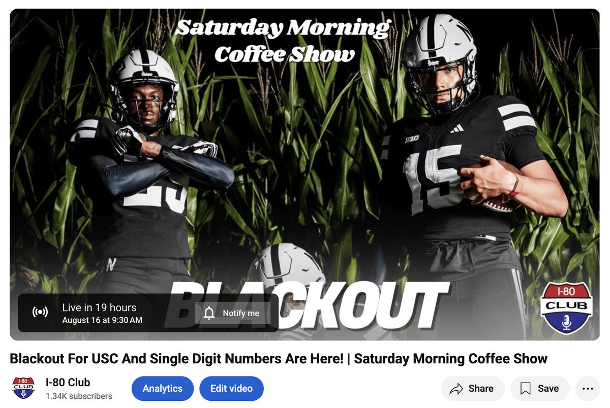 One more Saturday Morning Coffee Show without football. 

Join us tomorrow!