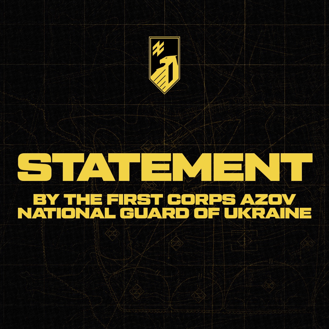 Statement by the First Corps Azov of the National Guard of Ukraine

Over the past 72 hours, the First Corps Azov of the National Guard of Ukraine, along with its subordinate and adjacent units, has halted the enemy's advance within its area of defense in the Pokrovsk sector.

Our