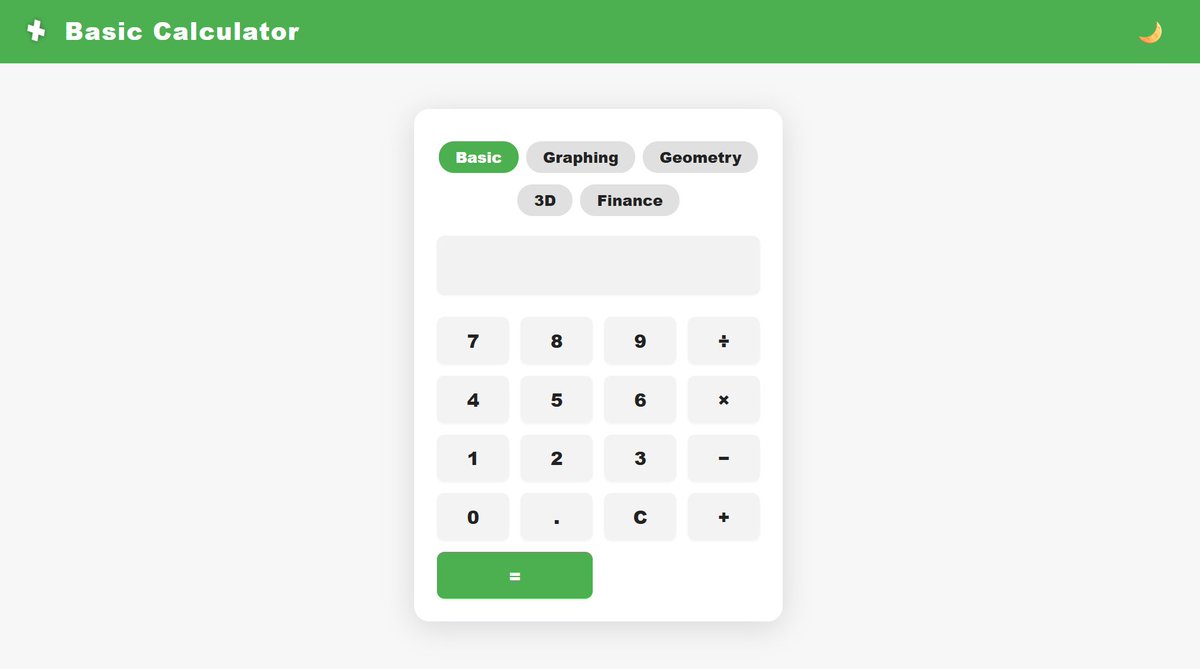 BasicCalculator's tweet image. ✨New Style
📱You can now calculate:
• Graphing
• Geometry
• 3D Shapes
• Finance
This is important particularly for those who are going into high school or college, so we've added some improvements to help you when your doing math!