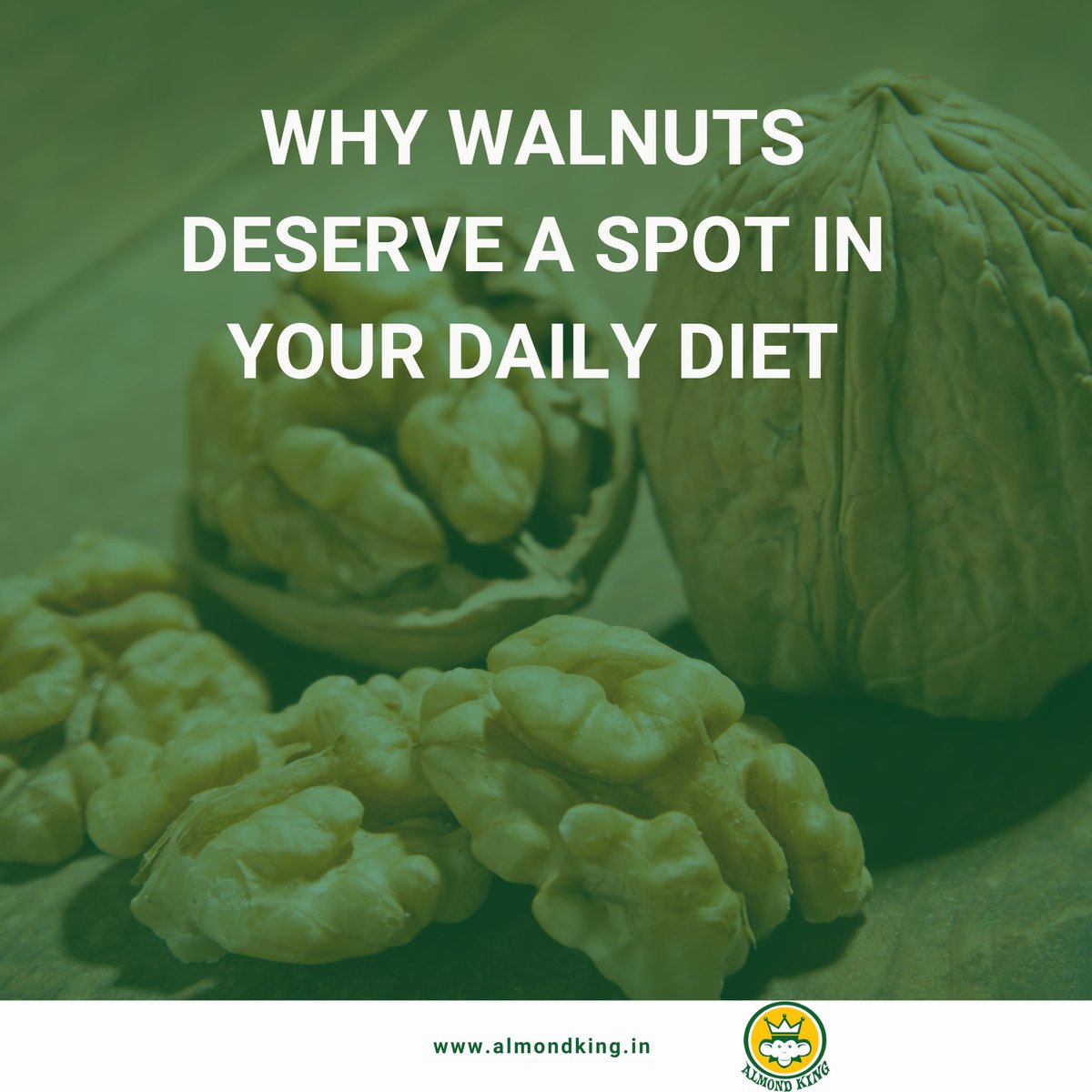 almondking_'s tweet image. Packed with omega-3s, antioxidants, and essential nutrients - walnuts are a powerhouse for brain health, heart wellness, and overall vitality. 
Learn More: almondking.in/shop/walnuts/ 

#WalnutBenefits #Superfoods #HealthyEating 
#BrainFood #HeartHealth