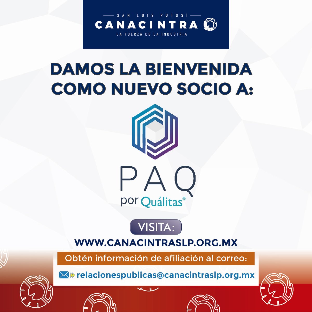 Agradecemos a la empresa PAQ POR QUÁLITAS por afiliarse a <a href="/CANACINTRA_SLP/">CANACINTRA SLP</a>.👏