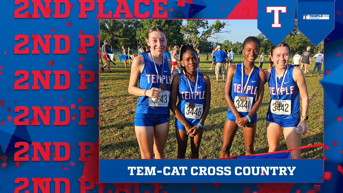 templewildcats's tweet photo. Congratulations to the Tem-Cat Cross Country team for taking 2nd Place in today's season opening Temple Invitational at Lions Park.  Maya Ramirez 5th; Analisa Terry 6th;  Azaria Staples 11th and Alana Bailey 12th. https://t.co/0j0zWJYHrk