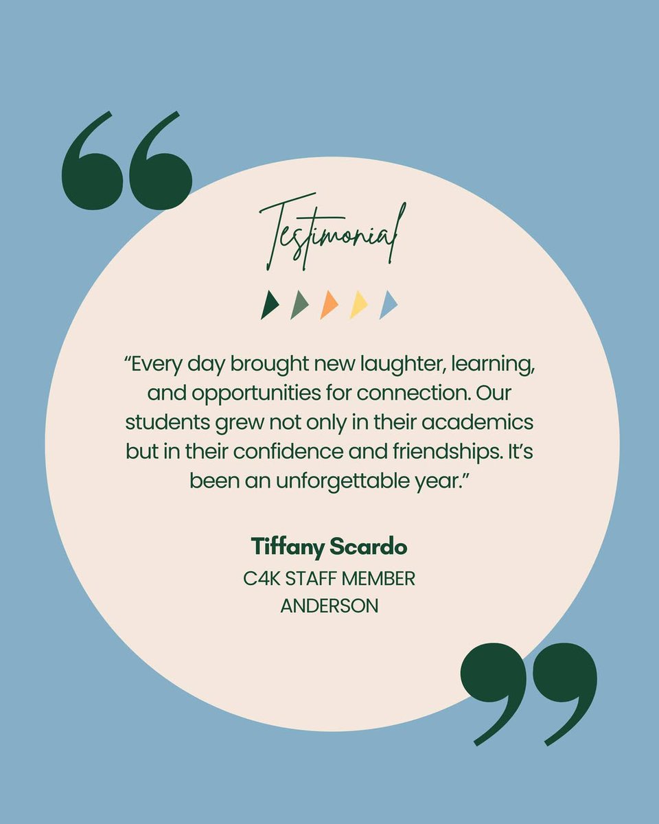 “Every day brought new laughter, learning, and opportunities for connection. Our students grew not only in their academics but in their confidence and friendships. It’s been an unforgettable year.” Tiffany Scardo, Anderson.