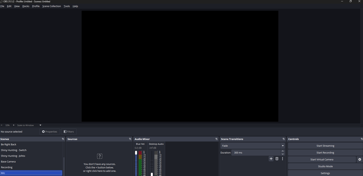 No matter what I do. I get this. No docks. So loaded sources in any of my scenes. Nothing. 

It's fucking infuriating. I'll be back on Sunday as I'm going to go back to Streamlabs but it means I need to set all of that up again.

So sorry folks.