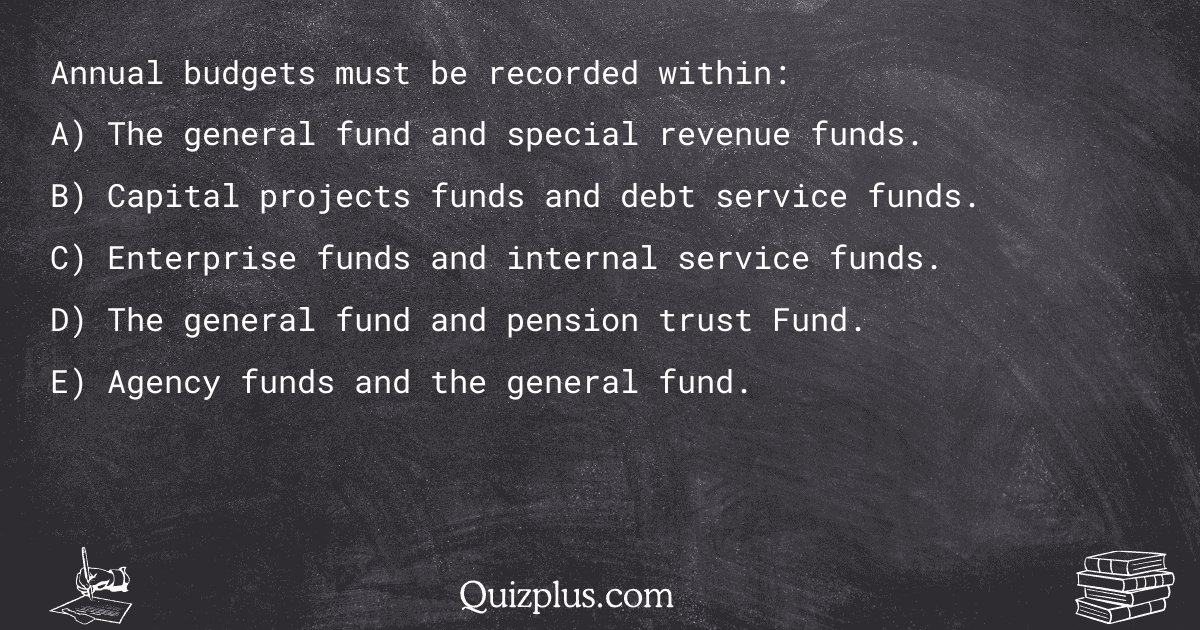 quizplus_exams's tweet image. Annual budgets must be recorded within:

Get Answer: 👉 quizplus.com/quiz/123289-qu…

#FinalExamHelp #MohaveCommunityCollegeDistrict #advanced