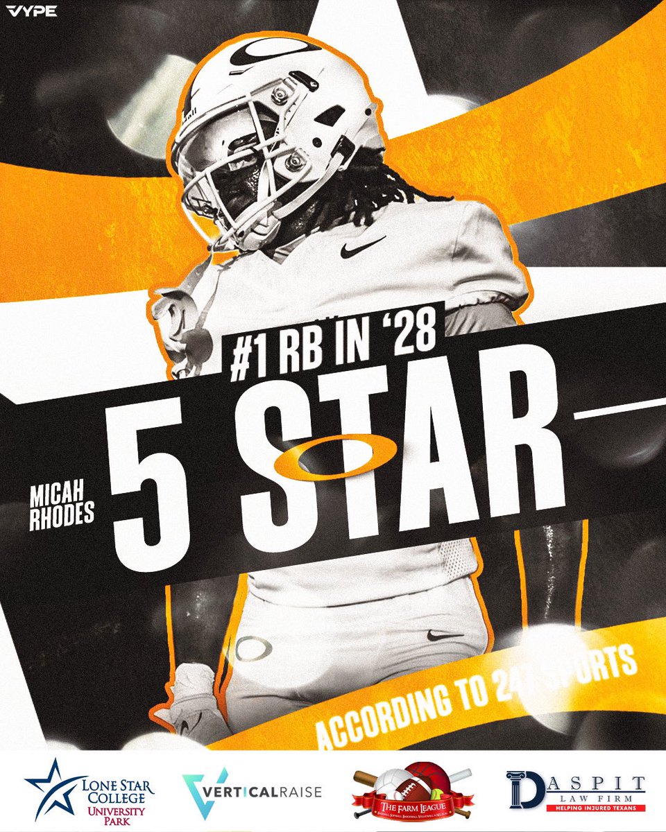 BOOM🤯 

Micah Rhodes has OFFICIALLY been named the #1 Running Back in the Class of 2028 and a 5 Star by 247 Sports‼️

#RecruitTheO