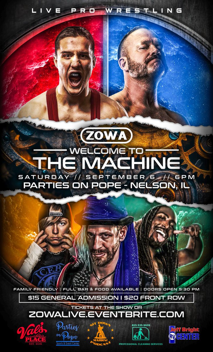 Flash SALE!
 50% off general admission tickets to September 6th's "Welcome to the Machine" event. Use promo code "zowa" to get half off! Offer only good until 11:30pm. 
zowalive.eventbrite.com or download the Eventbrite app.