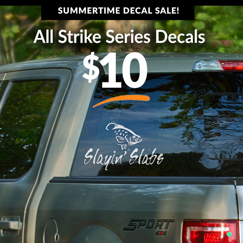 SUMMERTIME DECAL SALE!  All Strike Decals only $10! Bass, Catfish, Crappie, Musky, Redfish, Trout, Walleye. fishouflage.com/decals