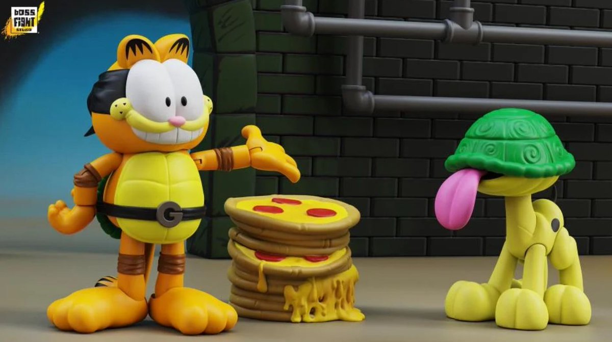 thorbahn3's tweet photo. Two different companies are making Garfello figures. Garfello is the fifth secret turtle but also, Garfield. https://t.co/SjxEjYg9Ih
