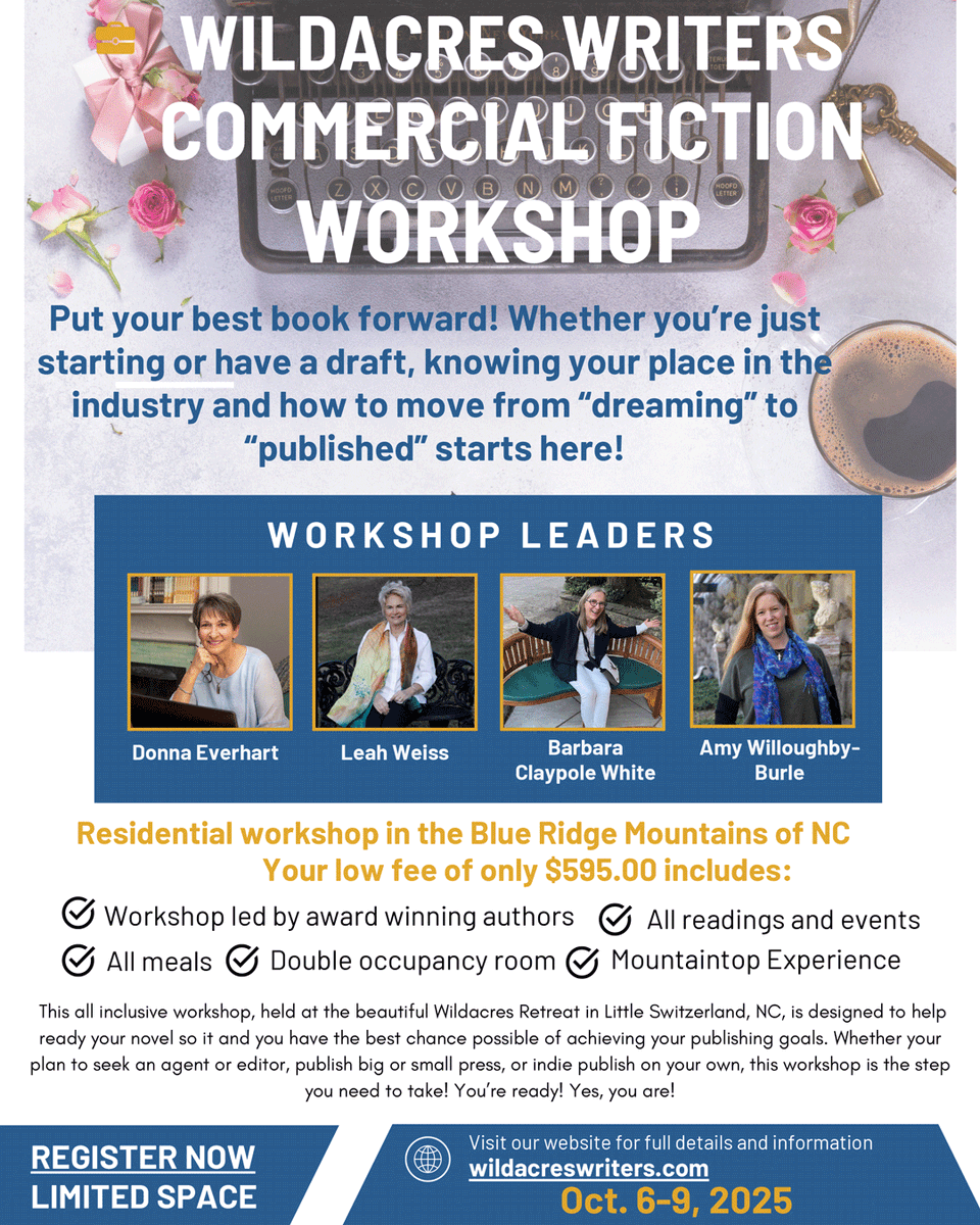 newpages's tweet image. Dive into the business of publishing this October with Wildacres Writers Commercial Fiction Workshop &amp;amp; learn how to write for that space on the shelf you want. Registration open. Limited spots available. Takes place October 6-9.

#writers #writingworkshop newpages.com/blog/events/wi…