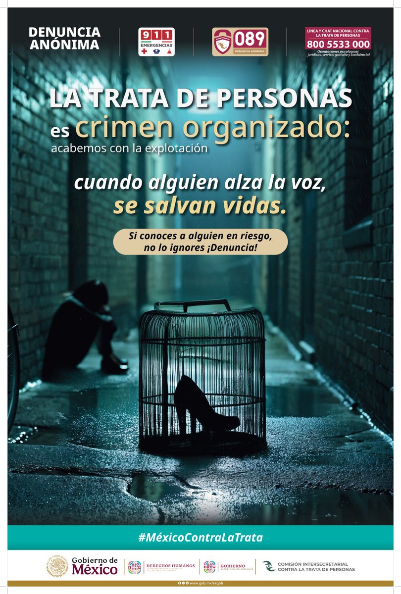 La trata de personas es crimen organizado: acabemos con la explotación.

#MéxicoContraLaTrata #OaxacaLibreDeTrata
