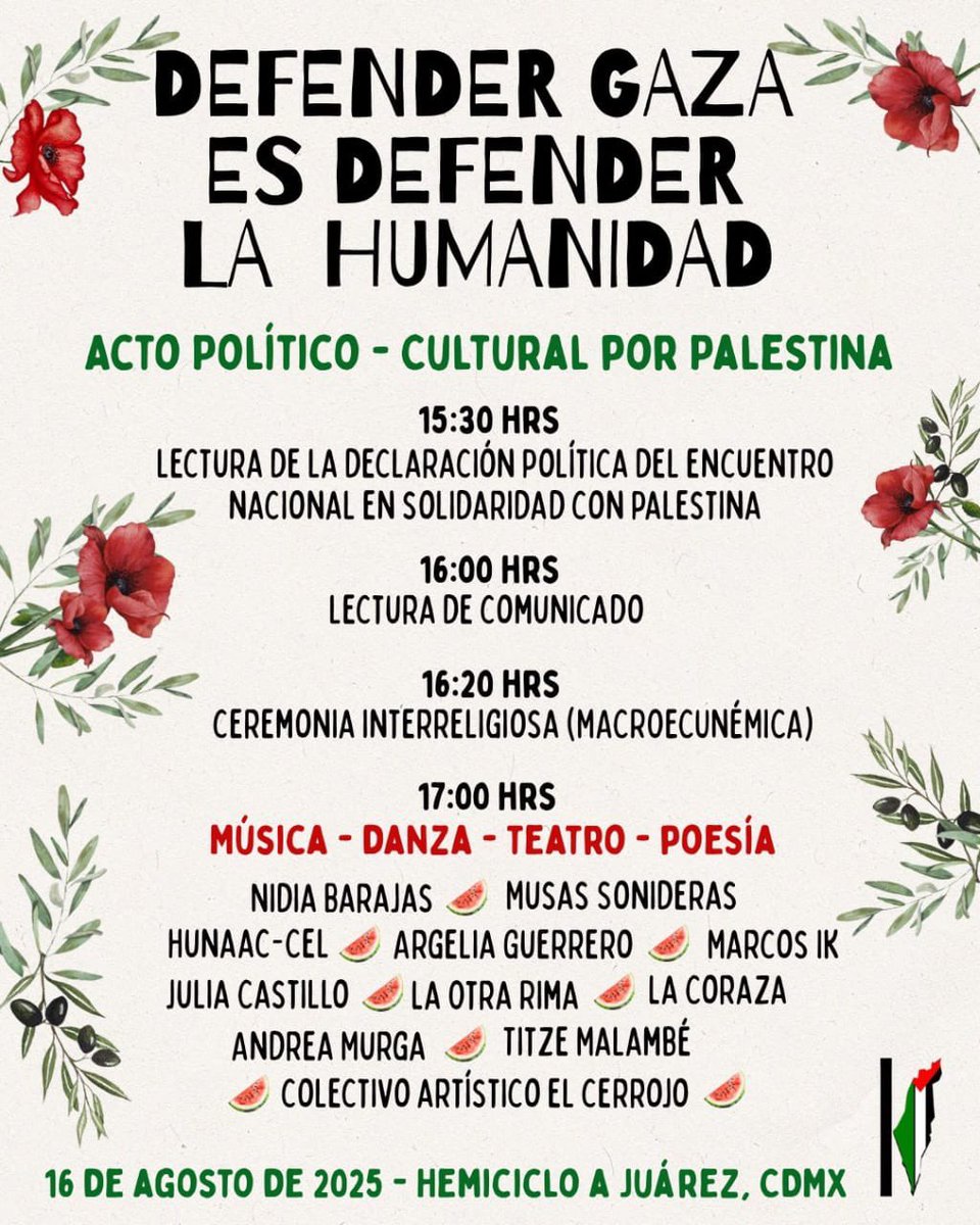mcvant_1's tweet photo. Defender Gaza es defender la Humanidad 
Sábado 16 de agosto, 15:30 hrs. Hemiciclo a Juárez CDMX.

#PalestinaLibre 
#Gaza
#GazaGenocide https://t.co/nzxddtJ5Gv