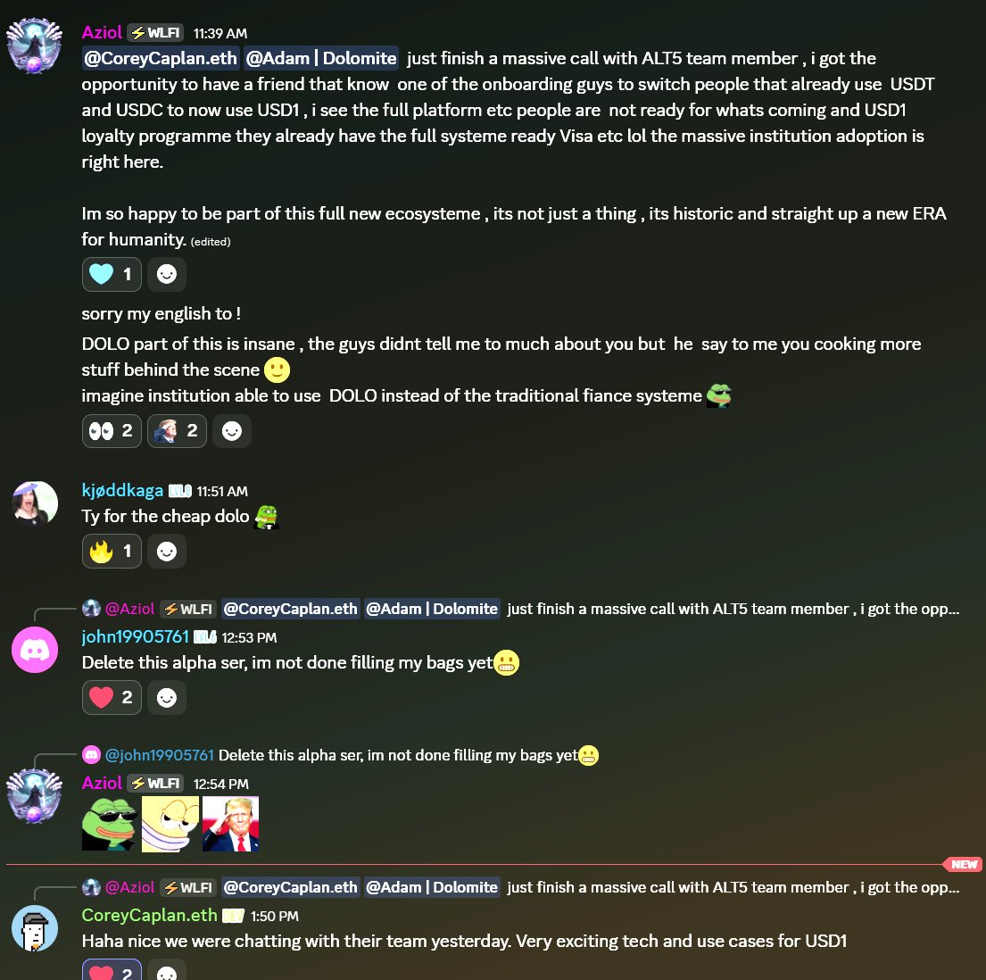 0xbeeZ's tweet photo. the alpha is in the discords.

$dolo, @ImmieV, @SmallCapScience @crypto_condom @AltcoinSherpa https://t.co/t3pxU9lKTg