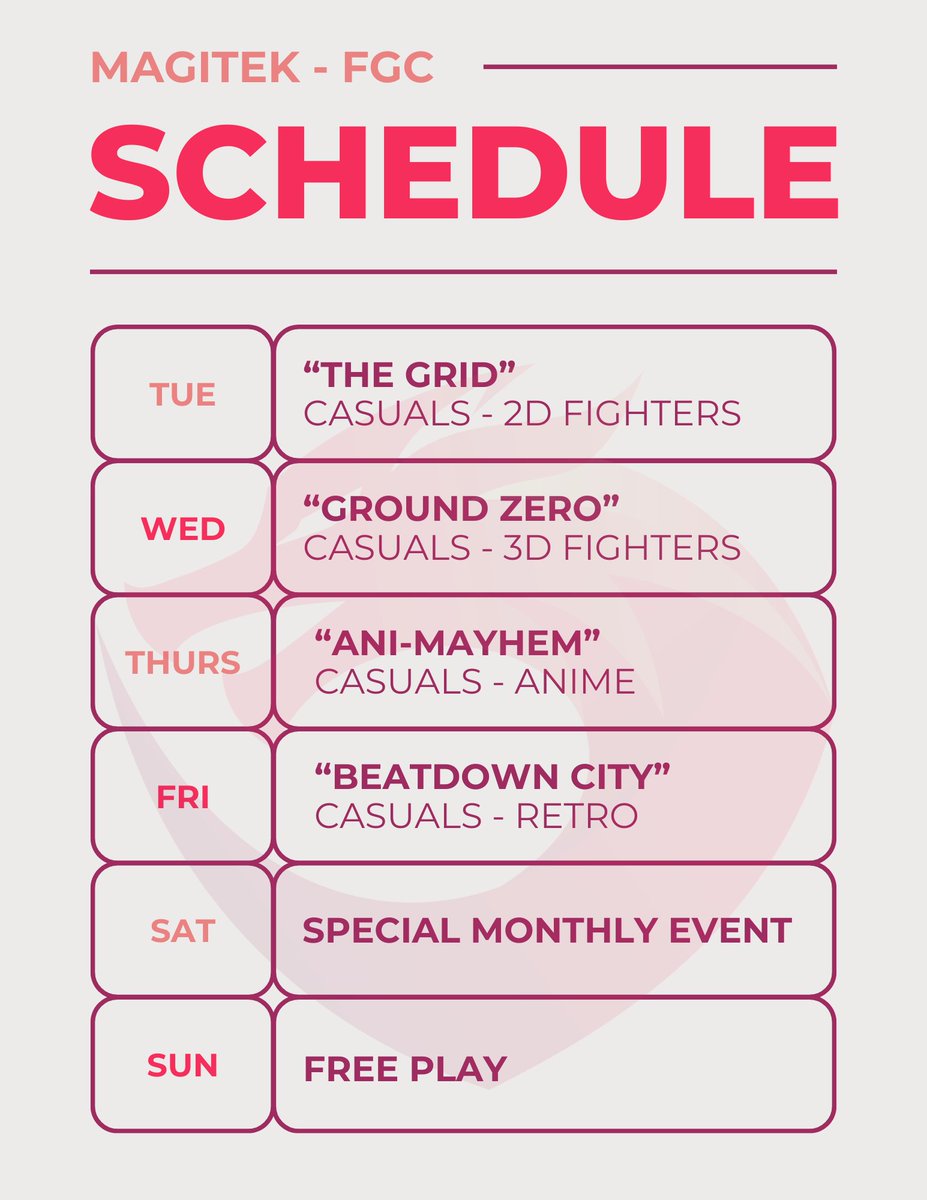 New year, new schedule. 🎊  

Looking forward to another round of supporting communities and being a 3rd place for everyone to get to hang out at!

📍: g.co/kgs/jM8Z1X5
discord.gg/j4xvfphjGK 

#BayArea #NorCalFGC #NorCalTCG #LGS #TCG #FGC