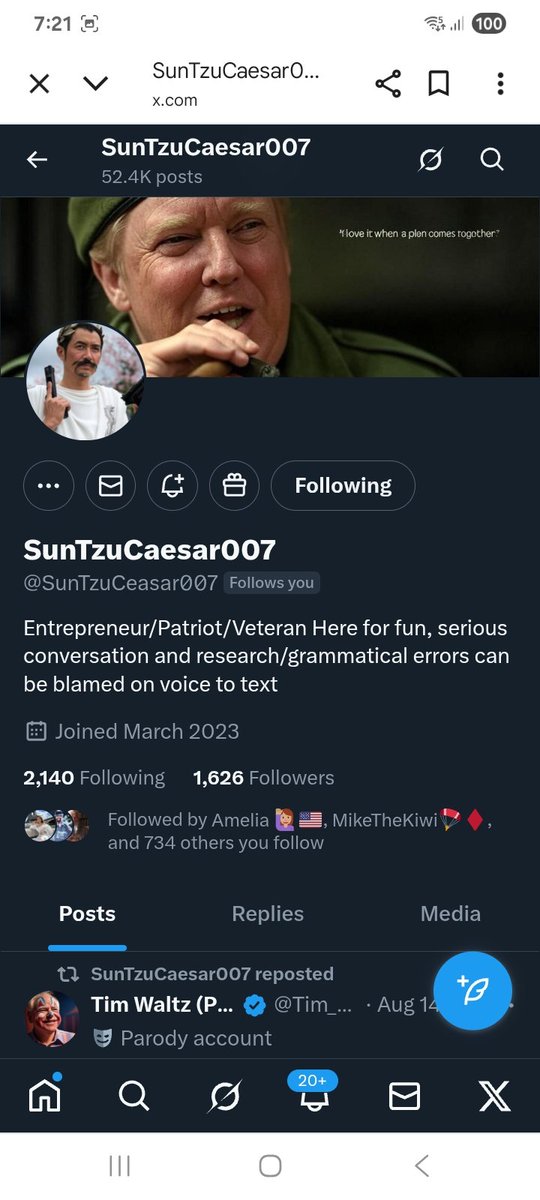 KJW (@hawkesbay69) on Twitter photo Can we get this patriot some new friends, please give <a href="/SunTzuCeasar007/">SunTzuCaesar007</a> a F&R ๐ช๐ซถ๐๐ฅ๐ฏ๐บ๐ธ Can we get this patriot some new friends, please give <a href="/SunTzuCeasar007/">SunTzuCaesar007</a> a F&R ๐ช๐ซถ๐๐ฅ๐ฏ๐บ๐ธ