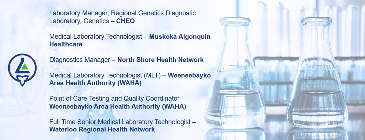 Our job board is filled with diverse and dynamic opportunities at CHEO, Muskoka Algonquin Healthcare, North Shore Health Network, Weeneebayko Area Health Authority, and Waterloo Regional Health Network. 

Learn more about each opportunity  here: cmlto.com/mlt-job-board-…