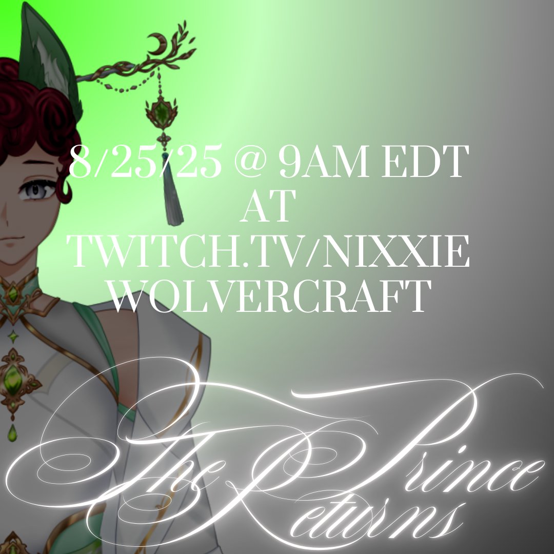 The time is near... His return is coming! Join Nixxie for a 6h return August 25th at 9am ET! His Majesty requests your presence... 

#VtuberEN #Minecraft