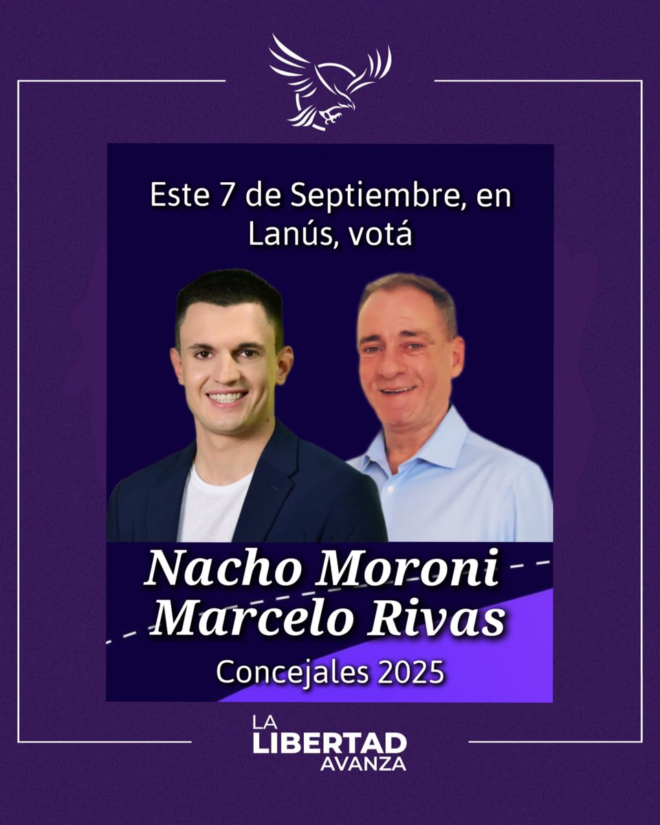 Este 7 de Septiembre la elección es clara: Libertad o Kirchnerismo.

Por eso, en Lanús, votá Moroni - Rivas Concejales 🗳️