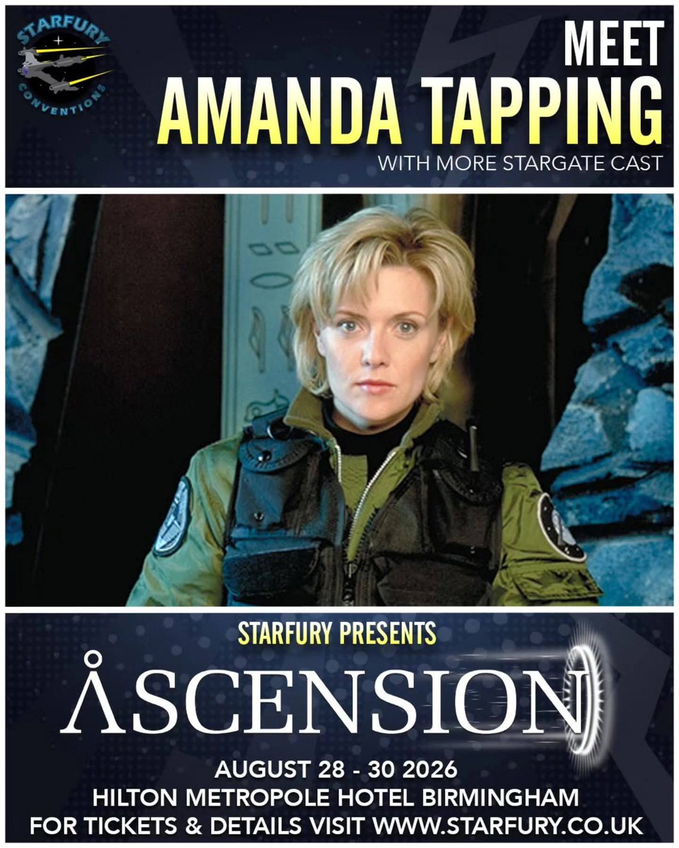 EuroConNet's tweet photo. GUEST ANNOUNCEMENT 

#Ascension #StarfuryEvents #StarfuryConventions #AmandaTapping #LexaDoig 

28 - 30 August 2026
Heathrow,  London, UK 

https://t.co/iAl4QcYvFW https://t.co/EZVWNZiZjt